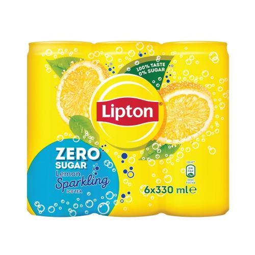 Sparkling Ice Tea Λεμόνι χωρίς ζάχαρη Lipton (6x330 ml)  
